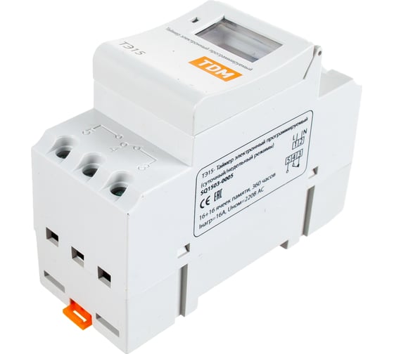 Изображение товара Электронный таймер TDM ТЭ15-1мин/7дн-16on/off-16А-DIN SQ1503-0005