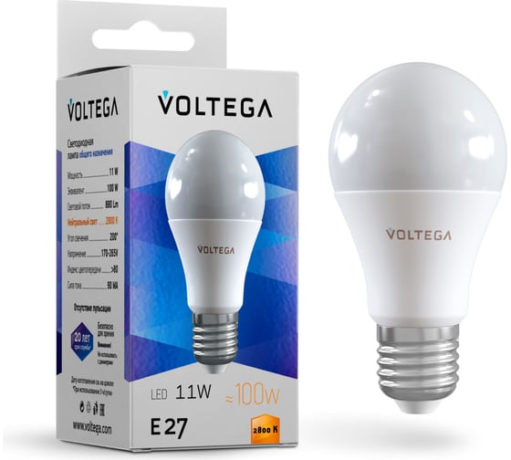 Изображение товара Светодиодная лампа VOLTEGA ЛОН E27 2800К 11W 5737