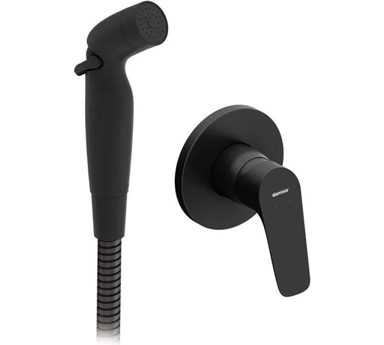 Изображение товара Смеситель монтируемый в стену Damixa Jupiter с гигиеническим душем, черный 777510300