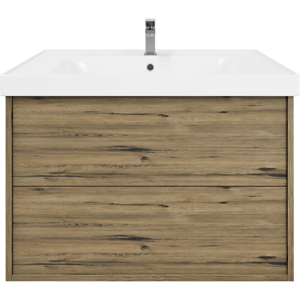 Изображение товара Подвесная тумба Sanstar Siva 80 с раковиной Гармония 80 Дуб веллингтон табак