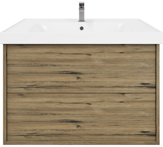 Изображение товара Тумба подвесная Sanstar Siva 80 с раковиной Гармония 80 (комплект) Дуб веллингтон табак 435.1-1.4.1.КГАР