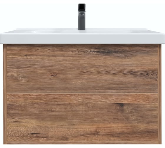 Изображение товара Тумба подвесная Sanstar Siva 80 с раковиной Гармония 80 (комплект) Дуб веллингтон табак 435.1-1.4.1.КГАР