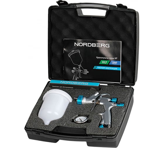 Изображение товара Краскопульт LVMP с верхним баком NORDBERG сопло 1.8 мм, пластиковый кейс NP7517