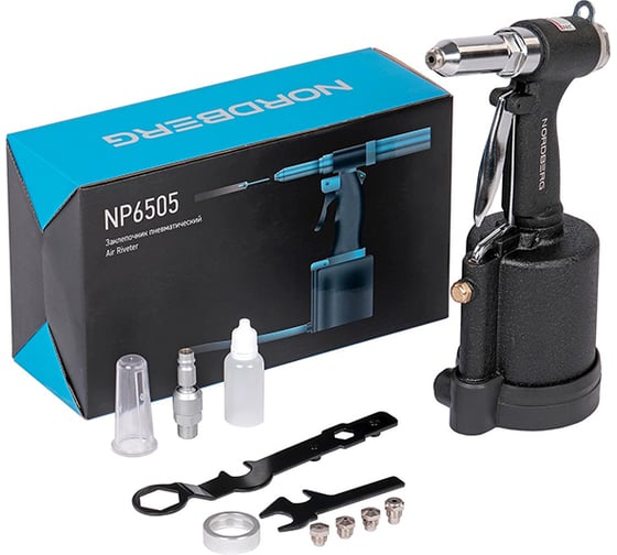 Изображение товара Заклепочник пневматический для вытяжных заклепок NORDBERG 2,4\3,2\4,0\4,8\6,4 мм NP6505