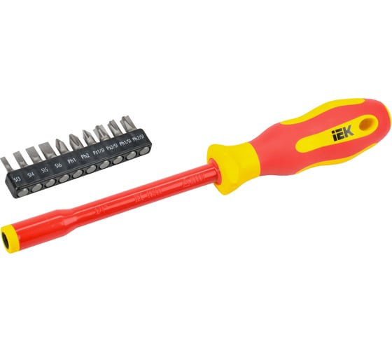 Изображение товара Диэлектрическая отвертка IEK Arma2l 5 с набором бит т2 11 шт. A2L5-SC30-T2-N1-11