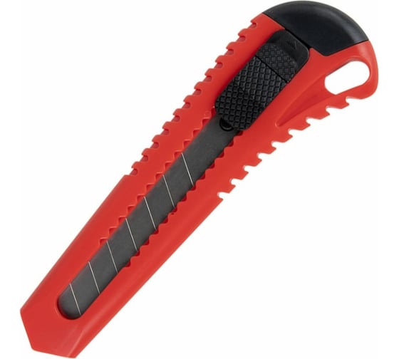 Изображение товара Канцелярский нож ОФИСМАГ Classic 18 мм, фиксатор, корпус красный, упаковка с европодвесом 238226