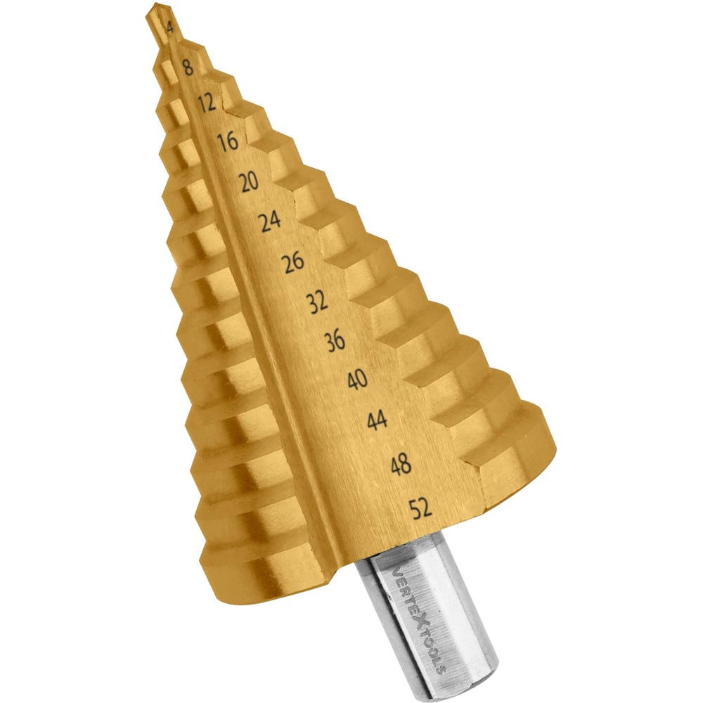 Изображение товара Сверло по металлу ступенчатое 4-52 мм vertextools профессиональное для точных сверлений