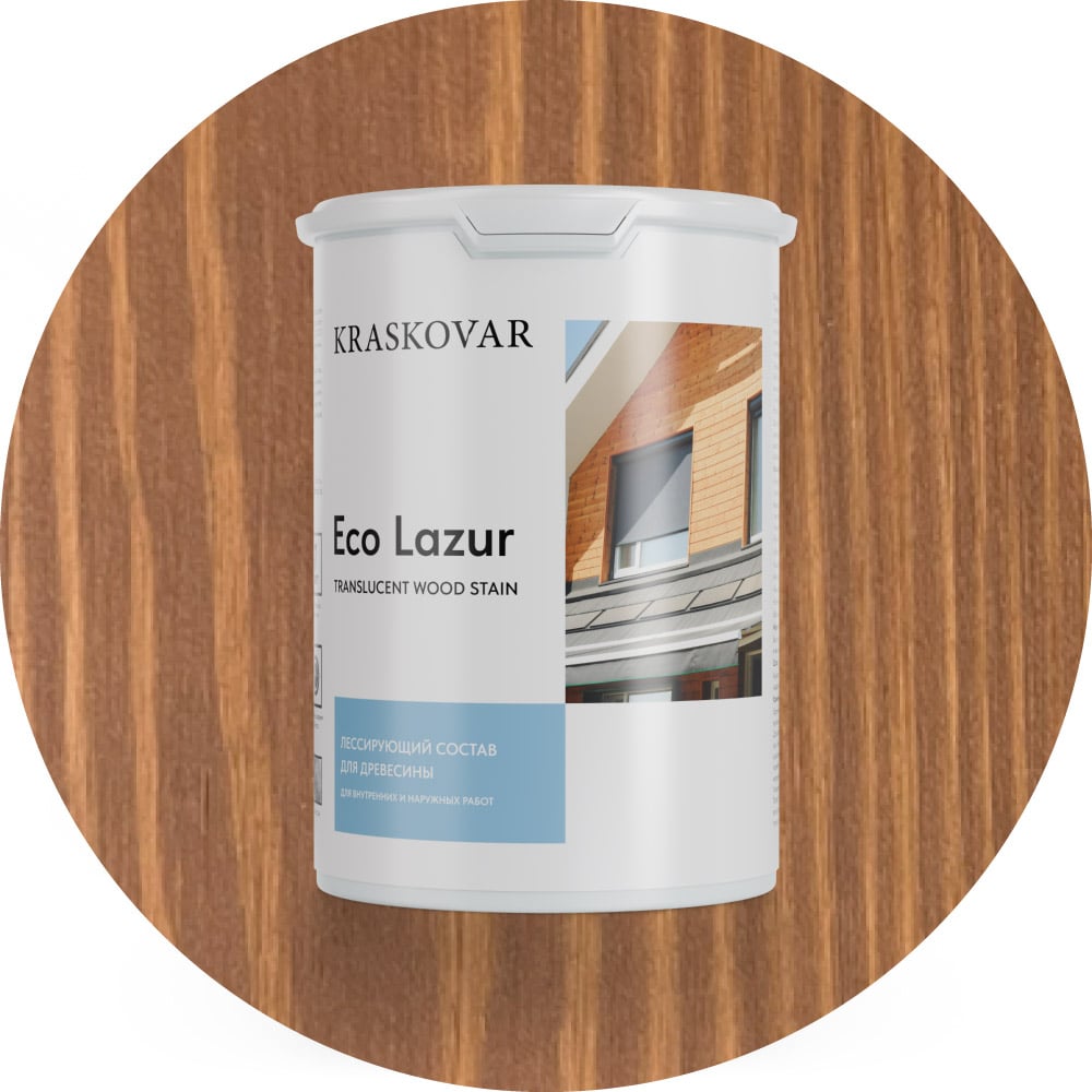 Изображение товара Пропитка Kraskovar Eco Lazur для дерева красное дерево 0,9л - защита и декор