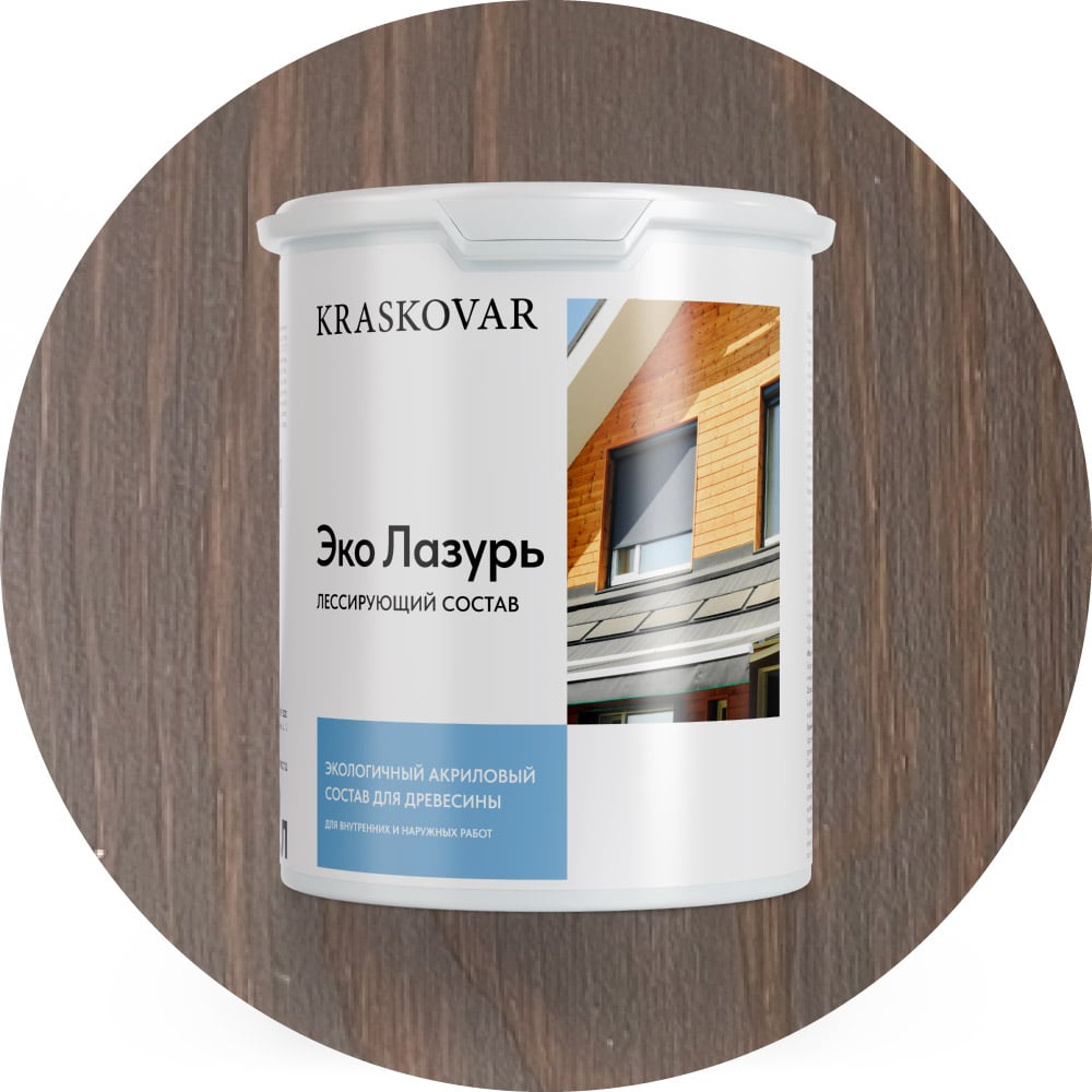 Изображение товара Лессирующая пропитка для древесины Kraskovar «Эко Лазурь», палисандр 2л 1205