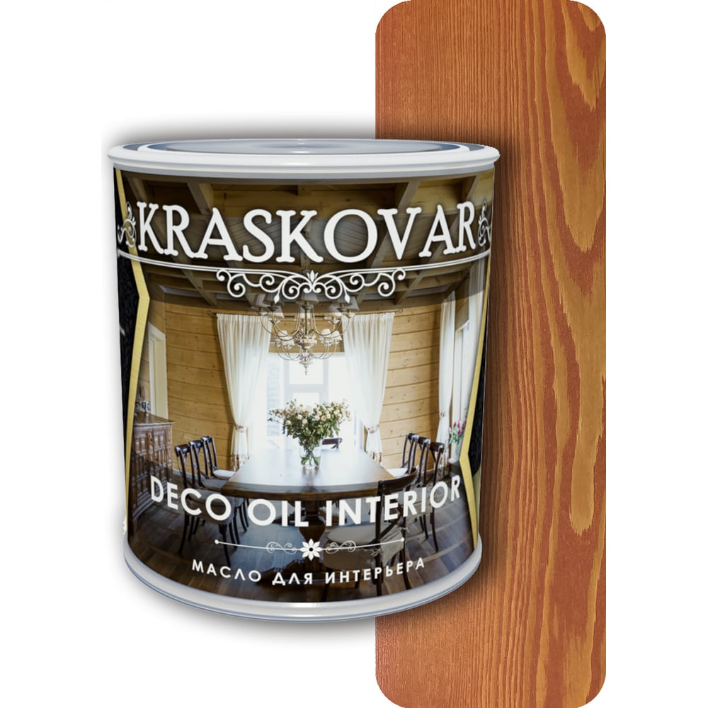 Масло для интерьера Kraskovar воск реставрационный махагон