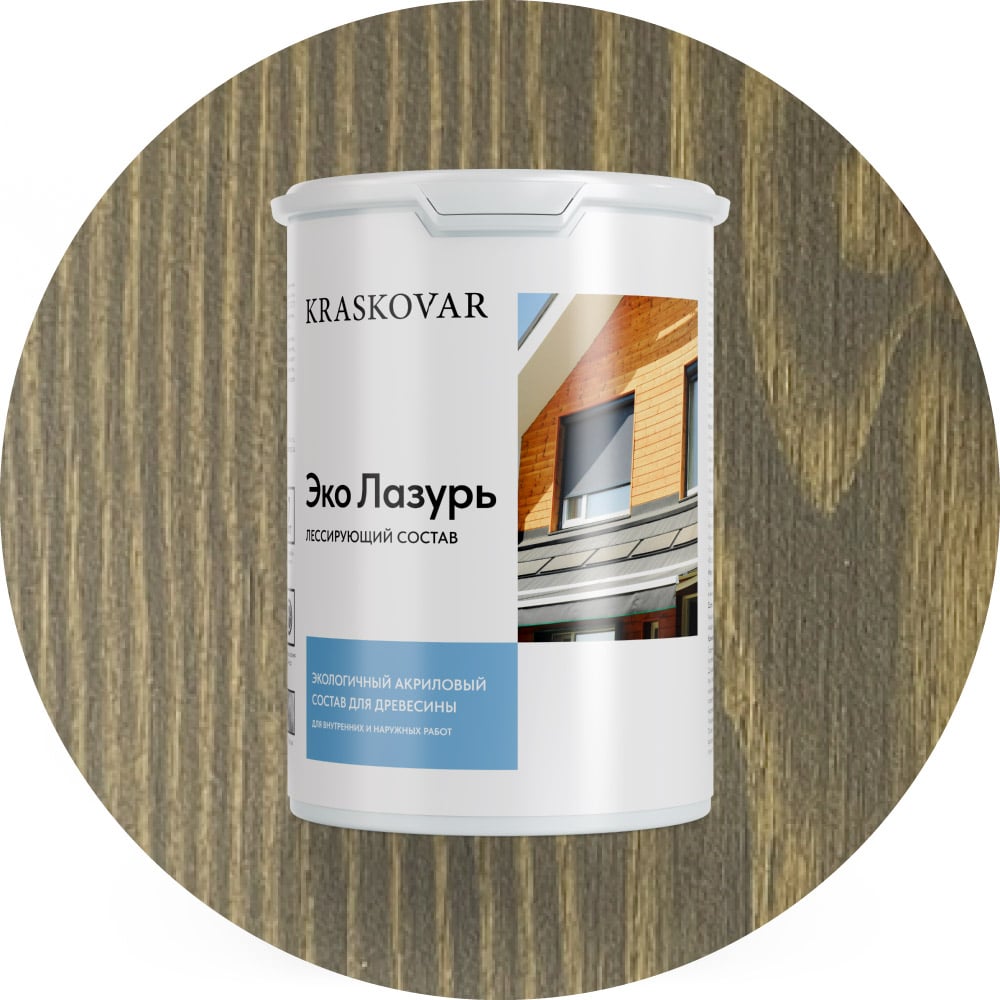 Изображение товара Пропитка Kraskovar Eco Lazur орех 0 9 л защитно декоративная пропитка