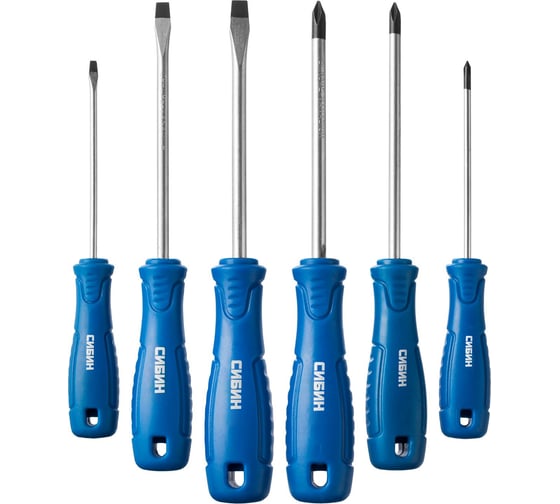 Изображение товара Отвертки с закаленным стержнем СИБИН в блистере, 6 предметов 25086