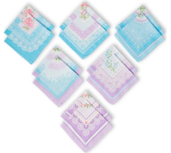 Изображение товара Платки носовые Этель женские, Нежность 30х30 см, набор 12 шт, рис. микс, 100% хлопок 4564364