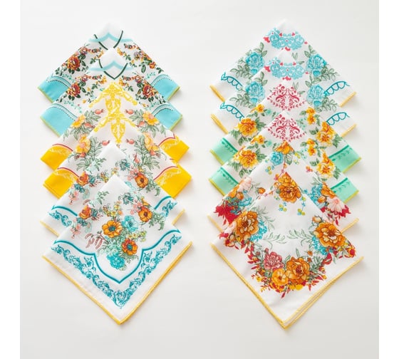 Изображение товара Платки носовые Этель женские, Цветочный узор 30х30 см, набор 12 шт, рис. микс, 100% хлопок 5073434