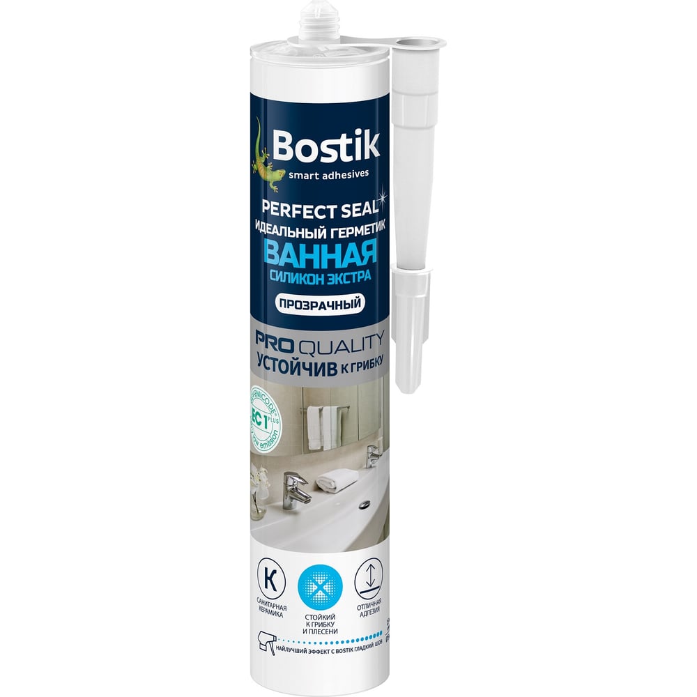 фото Идеальный силиконовый герметик bostik perfect seal ванная экстра прозрачный 280мл вок638615