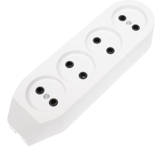 Изображение товара Колодка розеточная ООО Ливны-Электро 4-х местная, белая, пластик АБС Р 794