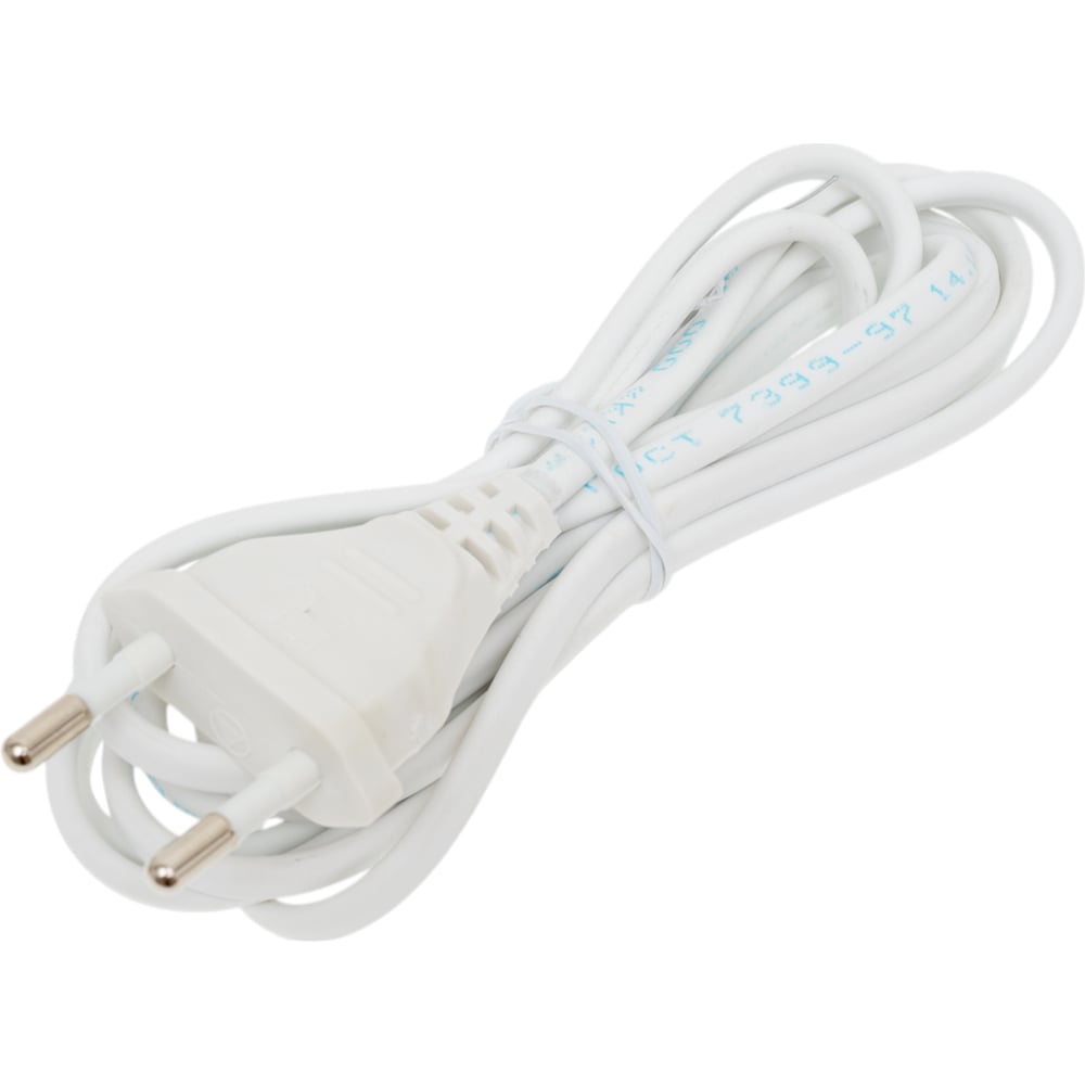 Изображение товара Шнур электропитания ШВВП 2х0,5 2 метра белый Бытовой кабель