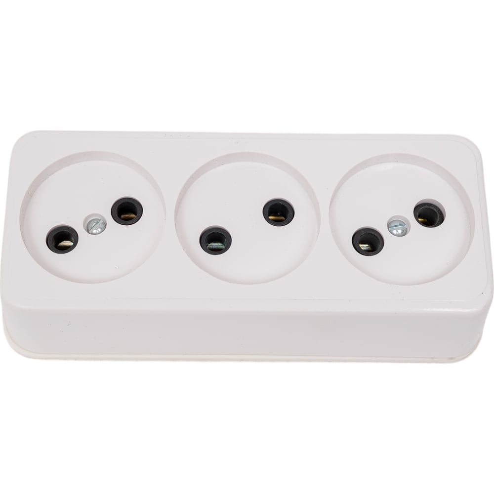 Изображение товара Розетка силовая ООО Ливны-Электро РА 10-012 3-гнезда белая ABS