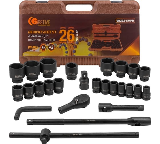 Изображение товара Набор инструментов ударных FORSTIME 26пр. 3/4" (6гр.) FT-68262-5MPB(57688)
