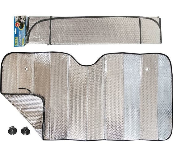 Изображение товара Солнцезащитная шторка на лобовое стекло DolleX 145 х 70 см двухсторонняя фольга SILVER SD-157