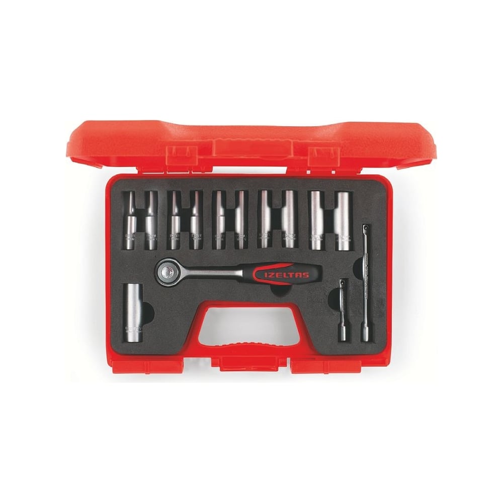 Изображение товара Набор удлиненных головок IZELTAS 1/4 14 шт профессиональный комплект