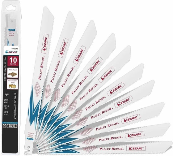 Изображение товара Полотна из биметалла с кобальтом для разбора паллет 225 мм, 10 шт, для сабельной пилы Ezarc 802043