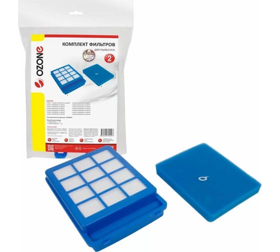 Изображение товара Комплект фильтров для пылесоса PHILIPS, микрофильтр - 1 шт, губчатый фильтр - 1 шт, тип оригинального фильтра CP0484/01 OZONE H-139