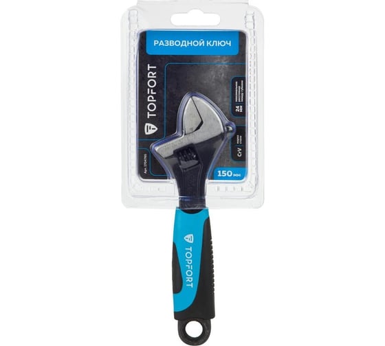 Изображение товара Ключ разводной Topfort 150 мм из углеродистой стали, пластиковая ручка 1704765