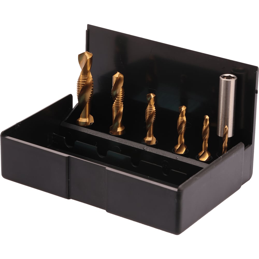 Изображение товара Набор метчиков для шуруповерта VOLKEL 3 в 1 M3-M10 HSS-TiN 7 шт