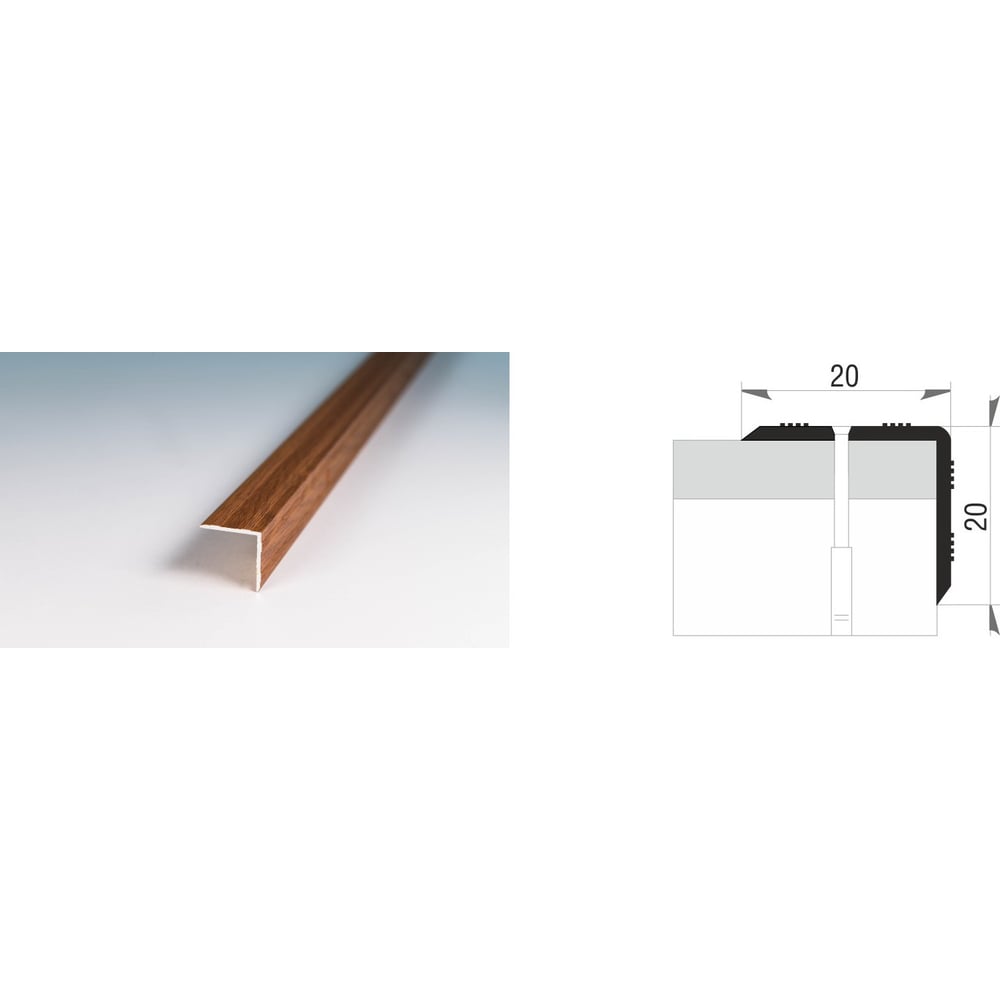 Изображение товара Угол для ступеней Мир Профиля АПУ 005 900-13 дуб светлый алюминий
