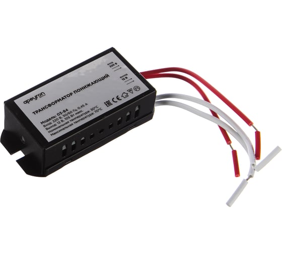 Изображение товара Понижающий трансформатор APEYRON 12В, 35-105Вт, 82х37х24мм, металл, черный 03-84