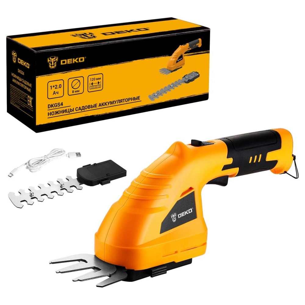 Изображение товара Аккумуляторные садовые ножницы DEKO DKGS4 063-4470 с лезвием 12 см