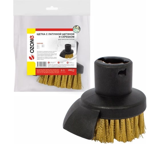 Изображение товара Щетка для пароочистителя с латунной щетиной и скребком удаляет сложные загрязнения, 1 шт., бренд, OZONE UNS-01