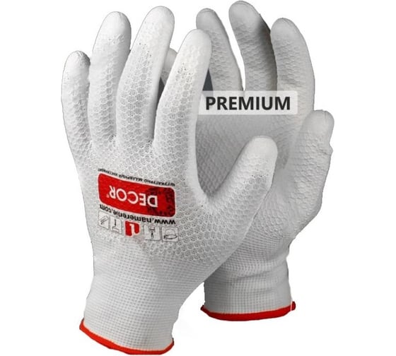 Изображение товара Перчатки DECOR PREMIUM прорезиненные, размер L 507-002 11613337