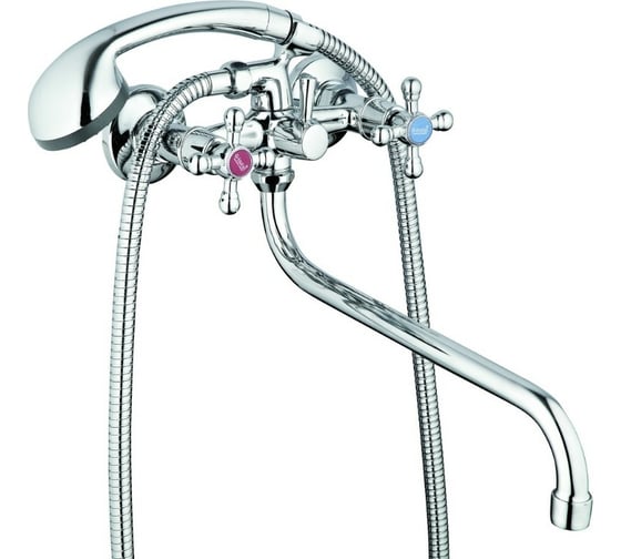 Изображение товара Смеситель для ванны G-lauf с круглым, длинным поворотным изливом, с душевой лейкой, хром JML7-A605