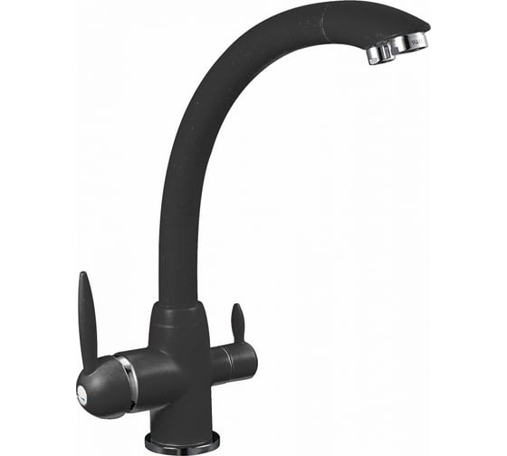 Изображение товара Смеситель для кухни G-lauf с биканальным изливом, черный GOP18-A093KB