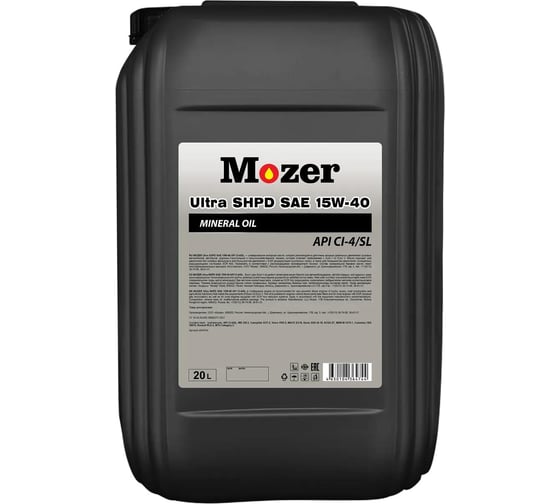 Изображение товара Моторное масло Mozer Ultra SHPD SAE 15w-40 API CI-4/SL, канистра 20 л 4634744