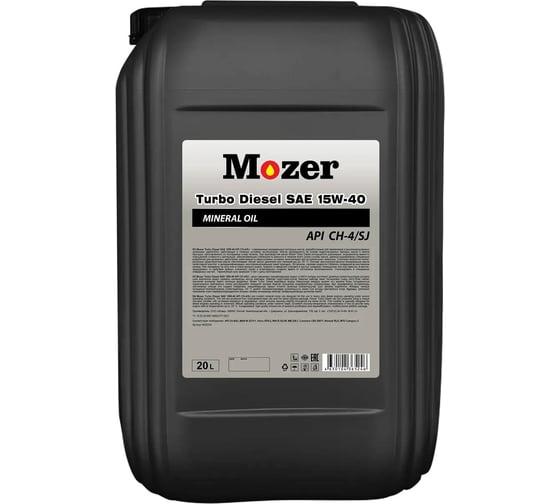 Изображение товара Моторное масло Mozer Turbo Diesel SAE 15w-40 API CH-4/SJ, канистра 20 л 4635246