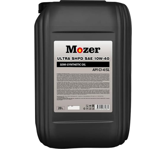Изображение товара Моторное масло Mozer Ultra SHPD SAE 10w-40 API CI-4/SL, канистра 20 л 4634881
