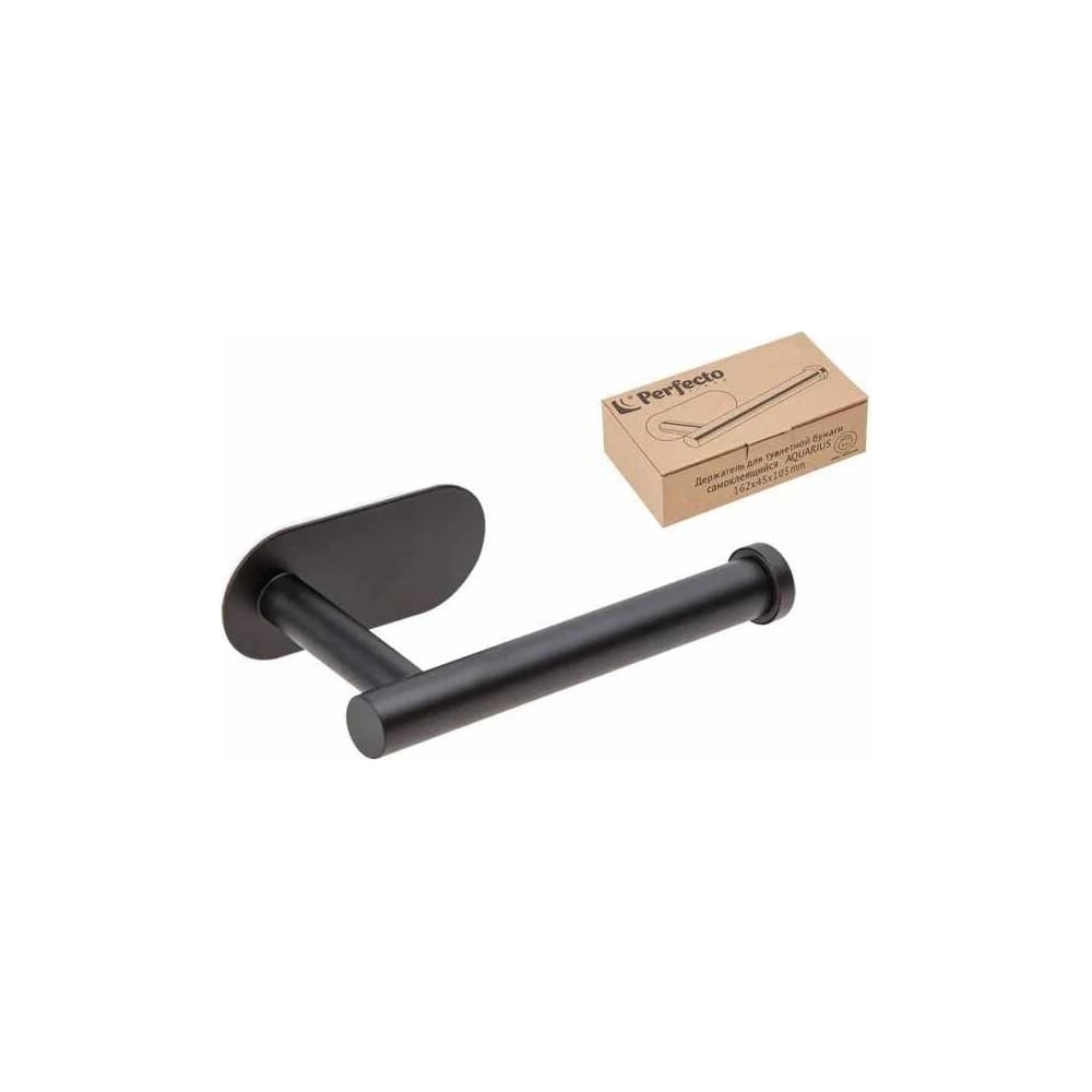 Изображение товара Держатель для туалетной бумаги PERFECTO LINEA AQUARIUS самоклеящийся, нержавеющая сталь, черный 35-031001