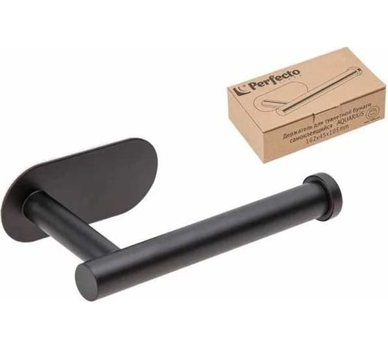 Изображение товара Держатель для туалетной бумаги PERFECTO LINEA AQUARIUS самоклеящийся, нержавеющая сталь, черный 35-031001