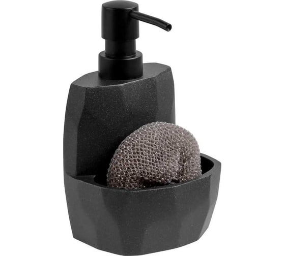 Изображение товара Диспенсер (дозатор) для моющего средства с подставкой для губки PERFECTO LINEA SYMPHONY черный 35-103002