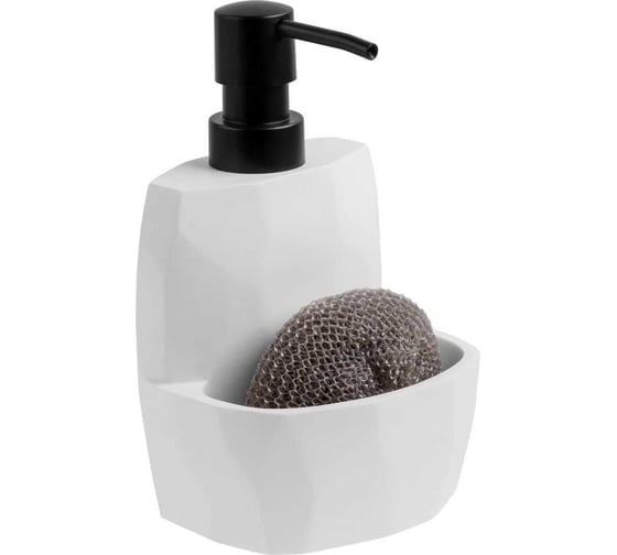 Изображение товара Диспенсер (дозатор) для моющего средства с подставкой для губки PERFECTO LINEA SYMPHONY белый 35-103001