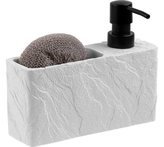 Изображение товара Диспенсер (дозатор) для моющего средства с подставкой для губки PERFECTO LINEA PEARL белый 35-191002