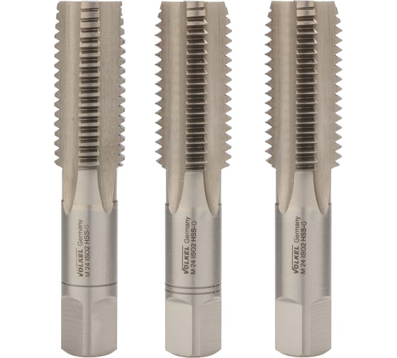 Изображение товара Набор метчиков из 3-х шт. VOLKEL М24 шаг 3.0мм DIN352 HSS-G V27374