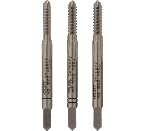 Изображение товара Набор метчиков из 3-х шт. VOLKEL М 3 шаг 0.5мм DIN352 HSS-G V27326