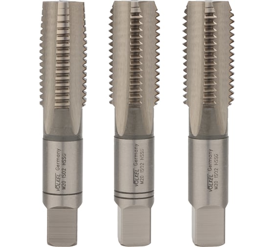 Изображение товара Набор метчиков из 3-х шт. VOLKEL М20 шаг 2.5мм DIN352 HSS-G V27366