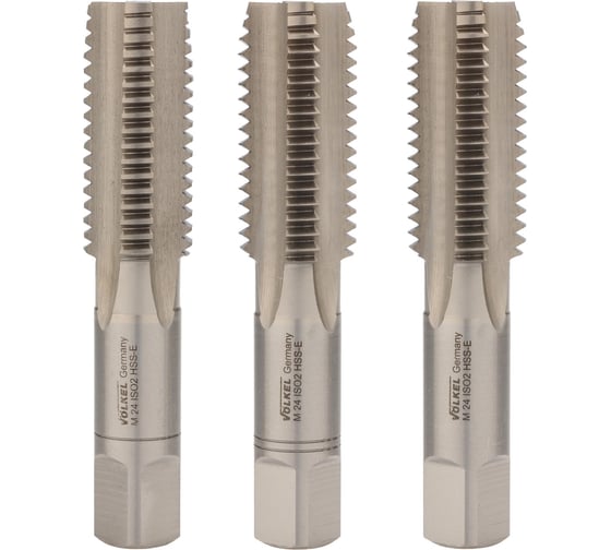 Изображение товара Ручные метчики VOLKEL М24 шаг 3.0мм DIN352 HSSE комплект из 3 штук V57374