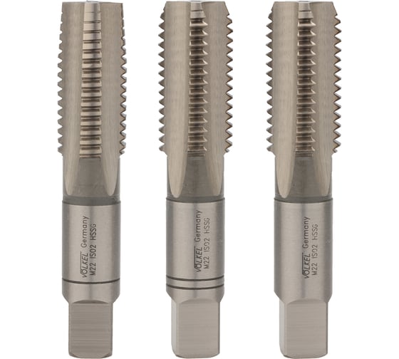 Изображение товара Набор метчиков из 3-х шт. VOLKEL М22 шаг 2.5мм DIN352 HSS-G V27370