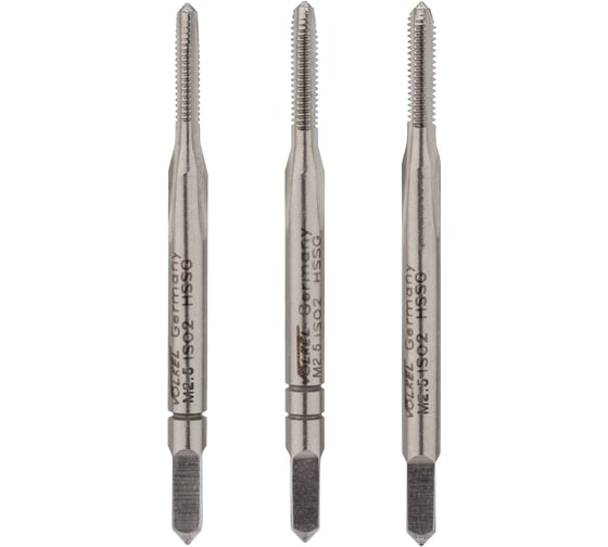 Изображение товара Набор метчиков из 3-х шт. VOLKEL М 2.5 шаг 0.45мм DIN352 HSS-G V27322